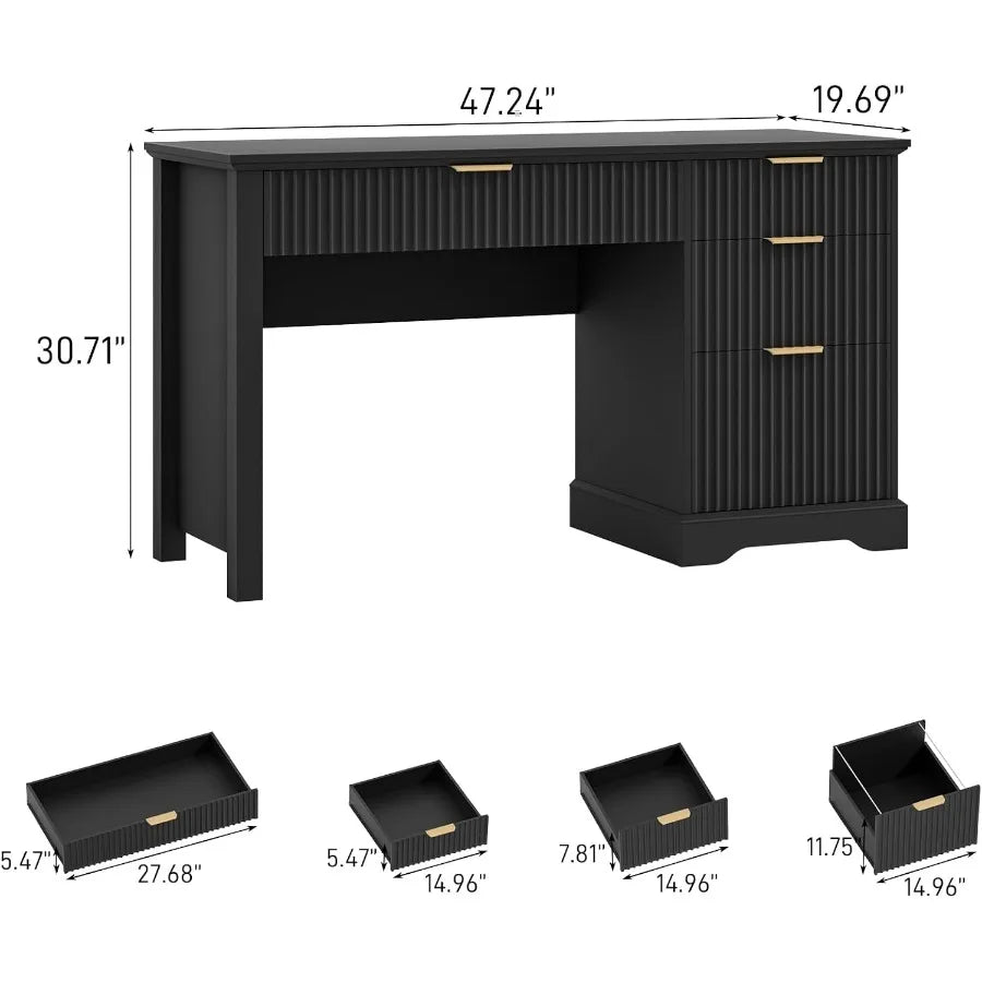 Fluted Executive Desk With Drawers And File Storage