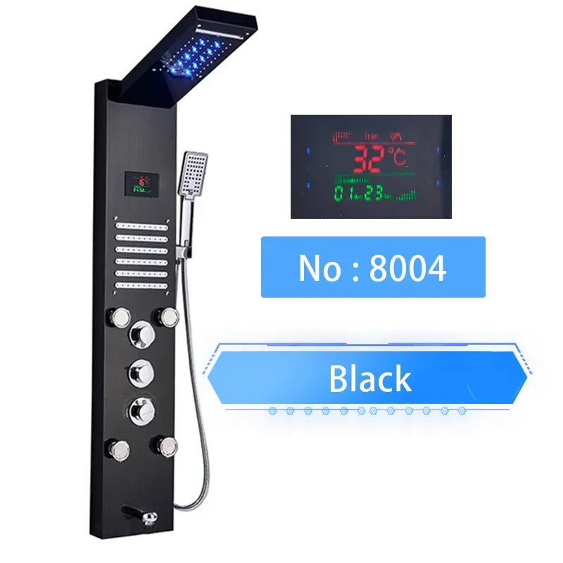 Shinesia LED Shower Panel With Digital Display Spa Massage Jets