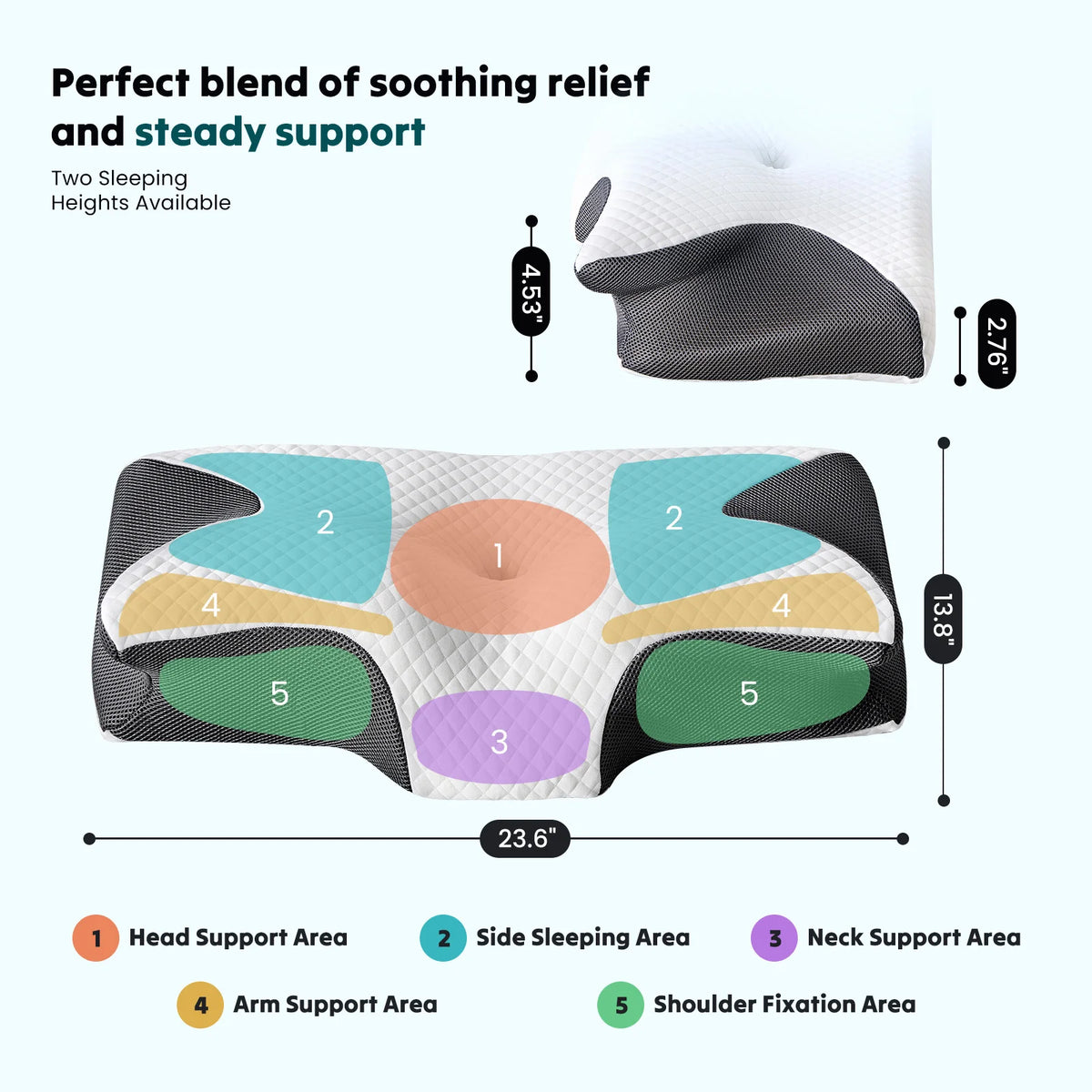 JHK Ergonomic Memory Foam Cervical Pillow With Cooling Pillowcase