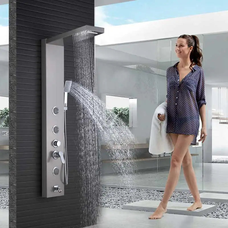 Shinesia LED Rain Shower Panel Spa Massage Jet Faucet System