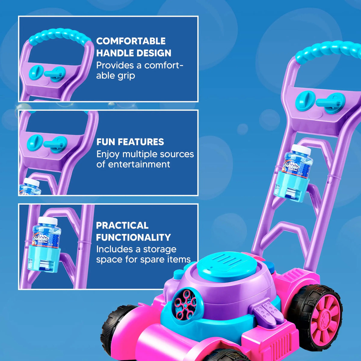 Joyfy Bubble Lawn Mower Machine Outdoor Toy For Kids