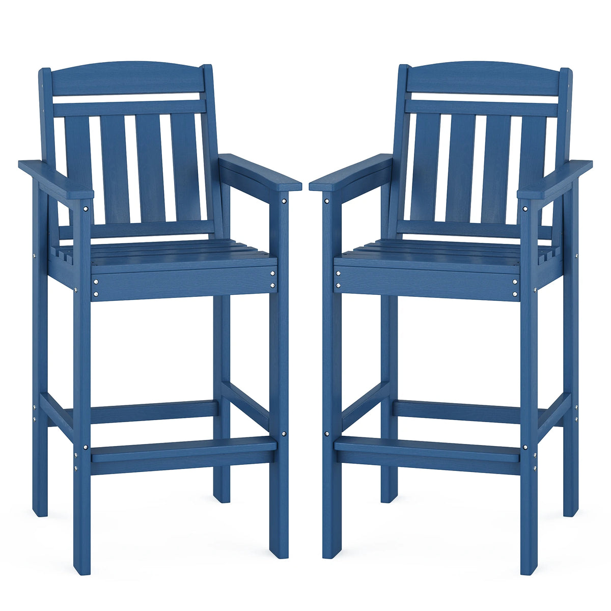 Farini Set Of Two HDPE Adirondack Bar Stools With Tray