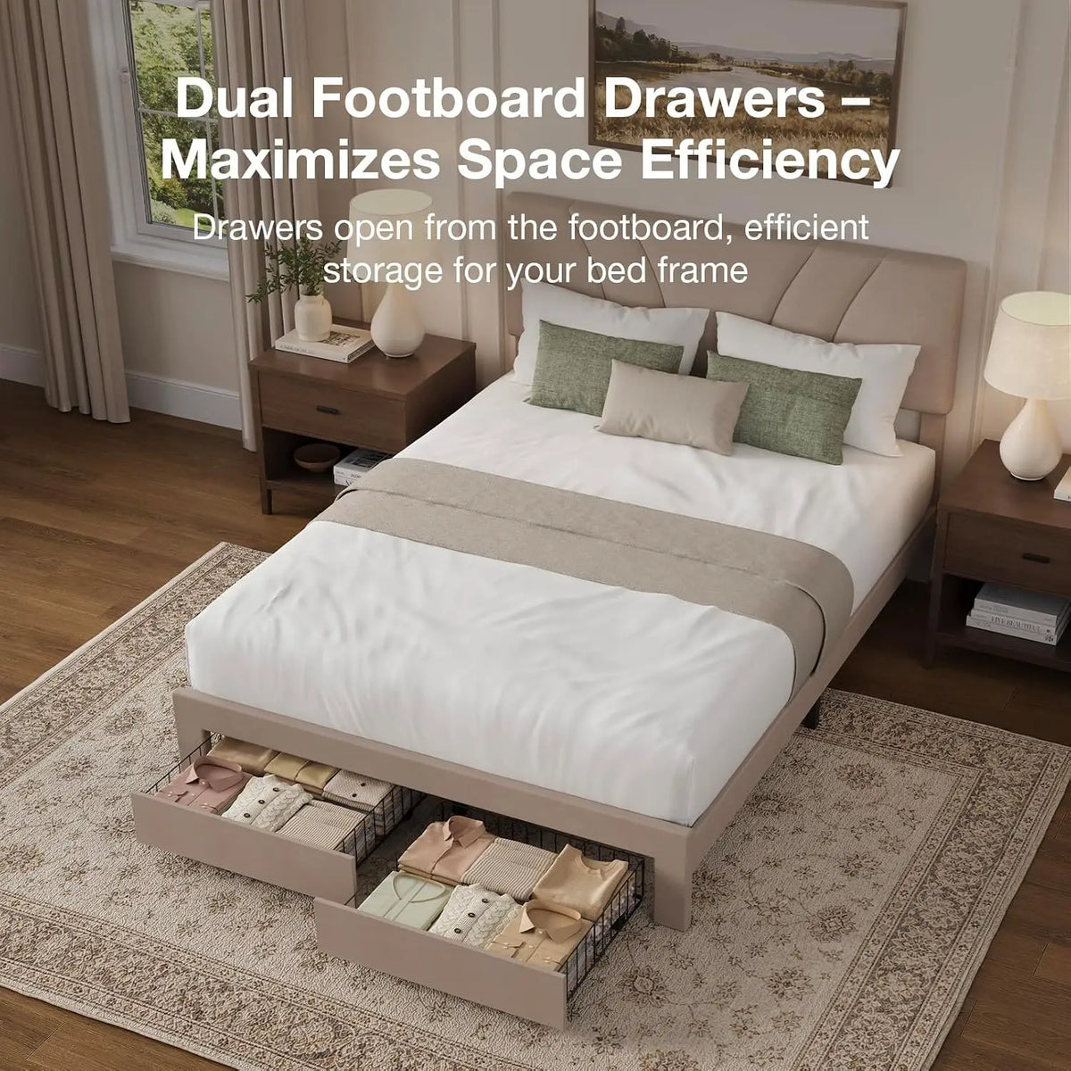 Novilla Bed Frame With Headboard And Two Storage Drawers