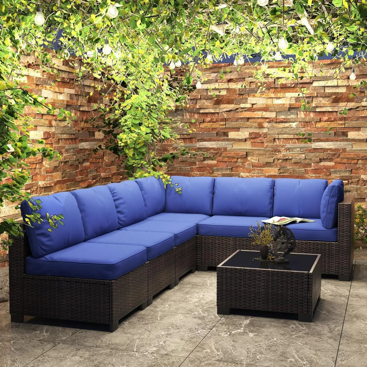 HiMISS Modular PE Rattan Outdoor Sectional Sofa Conversation Set