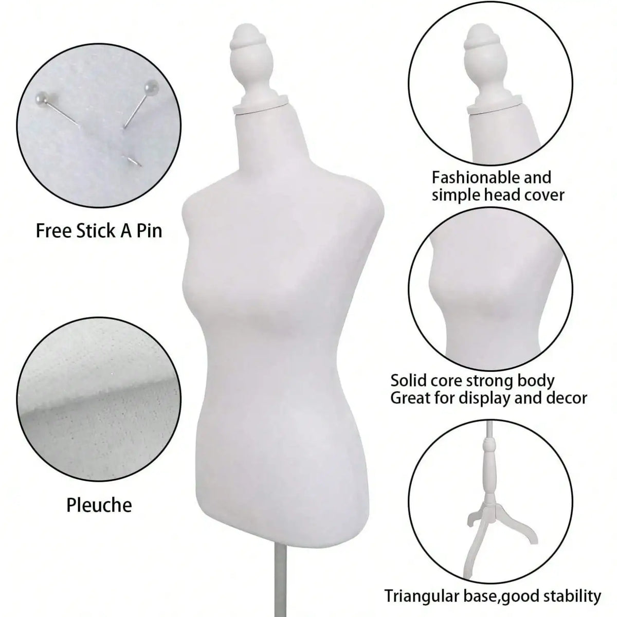 Female Mannequin Dress Form Torso With Adjustable Tripod Stand