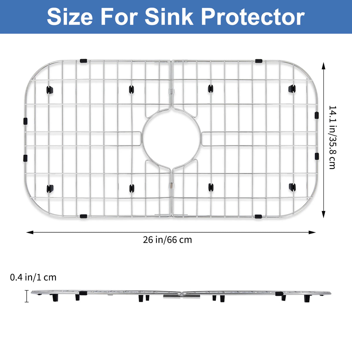 Stainless Steel Kitchen Sink Protector Grid With Rubber Feet