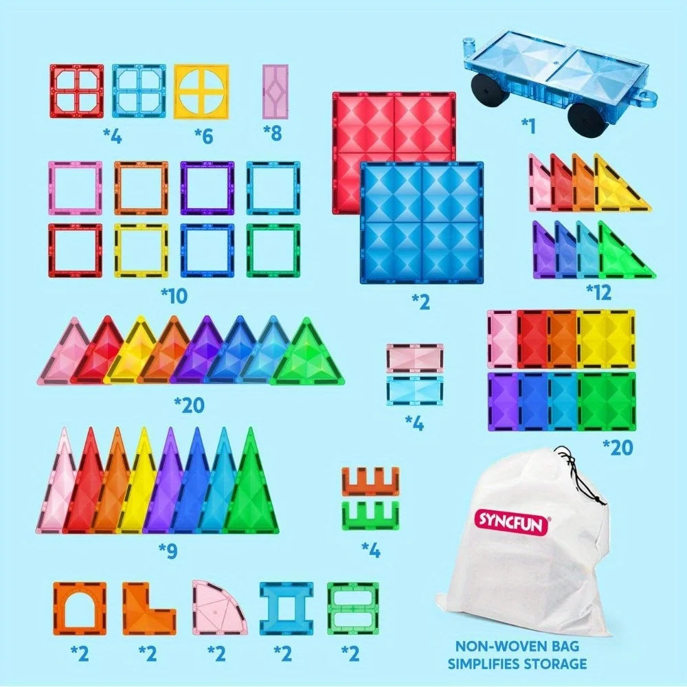 Joyfy Magnetic Building Tiles And Vehicle Construction Set For Kids