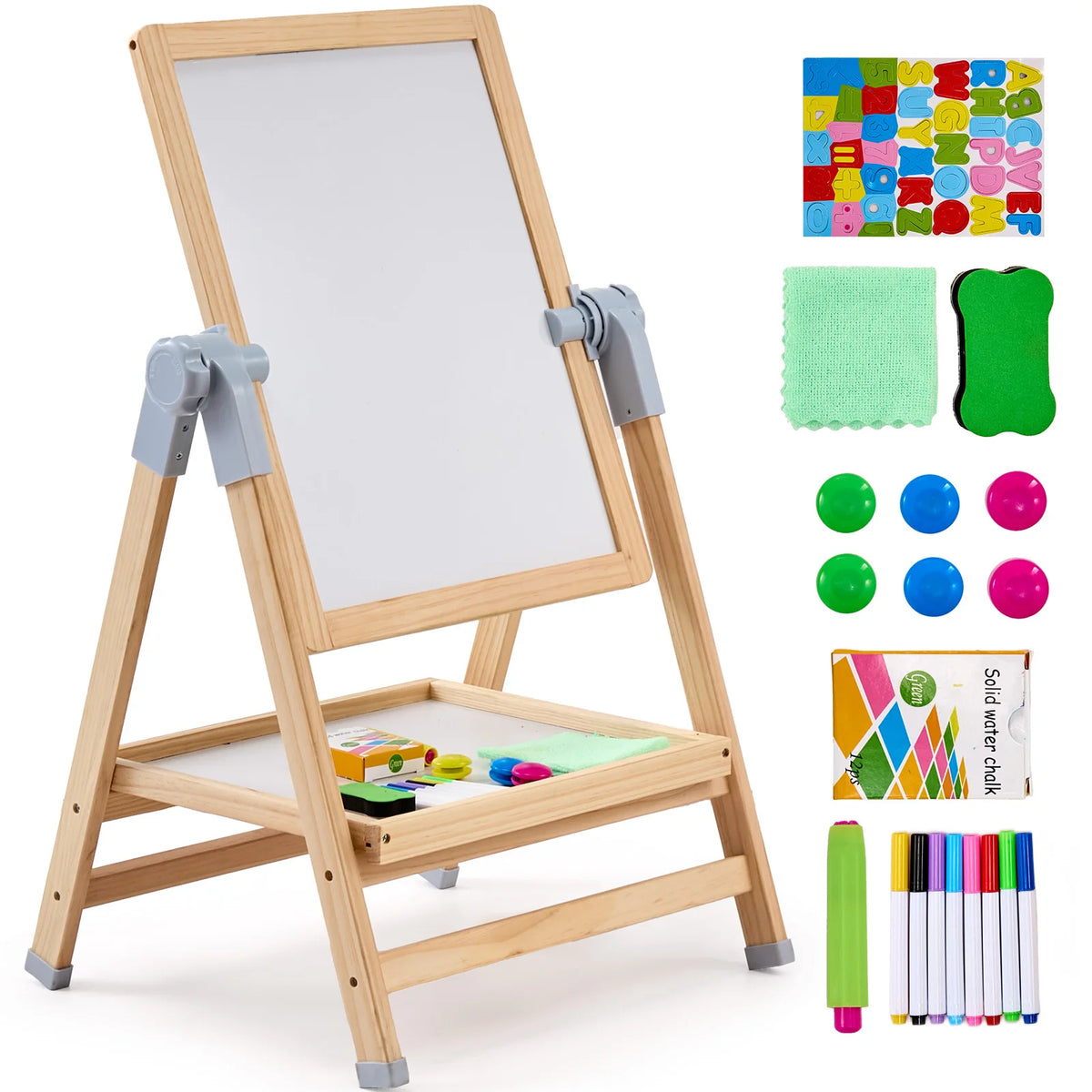 SucceBuy Standing Magnetic Board Easel With Paint Tools For Kids