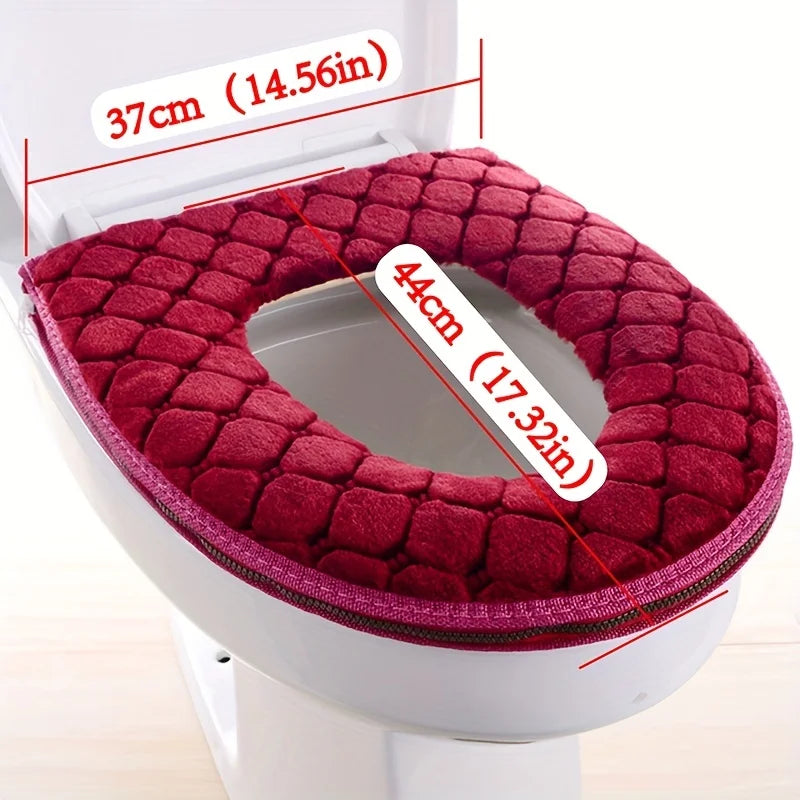 Waterproof Plush Toilet Seat Cover With Washable Zipper Design