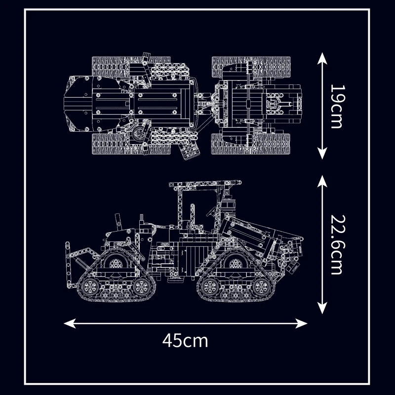 Mould King App Controlled Pneumatic Crawler Tractor Building Block Set