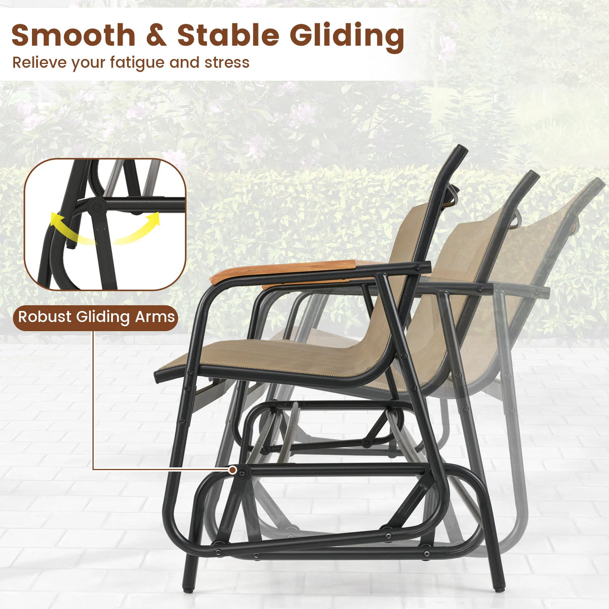 LIFEZEAL Outdoor Swing Glider Bench For Porch Relaxation