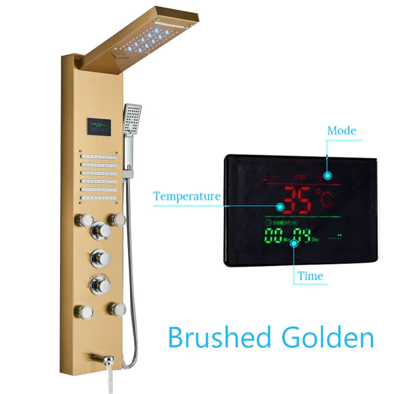 Shinesia LED Rain Shower Panel Spa Massage Jet Faucet System