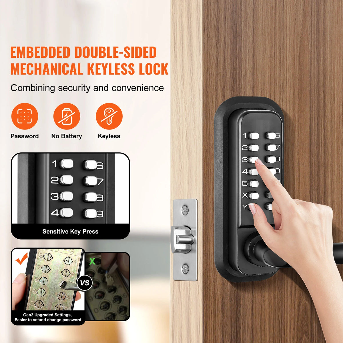 SucceBuy Mechanical Keyless Entry Door Lock With Keypad Handle
