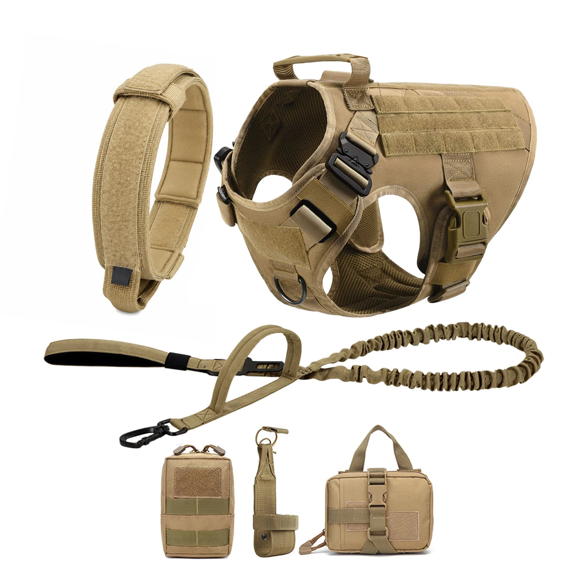 Petavel Tactical Dog Harness With Molle Pouches And Leash