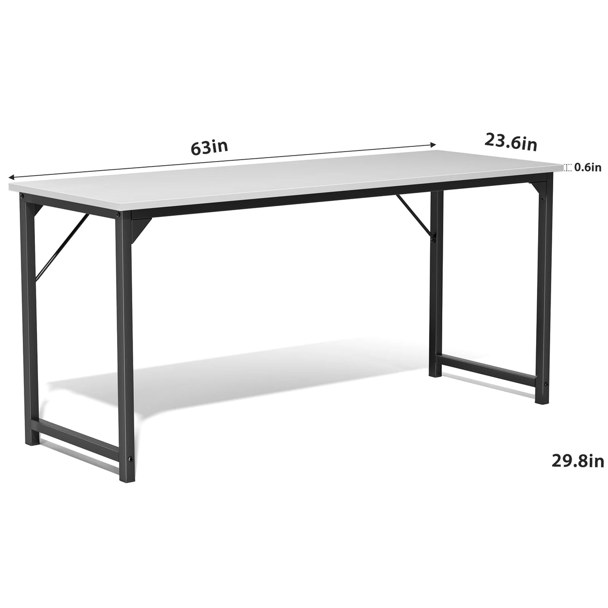 JHK Modern Computer Desk With Metal Frame And Wood Top
