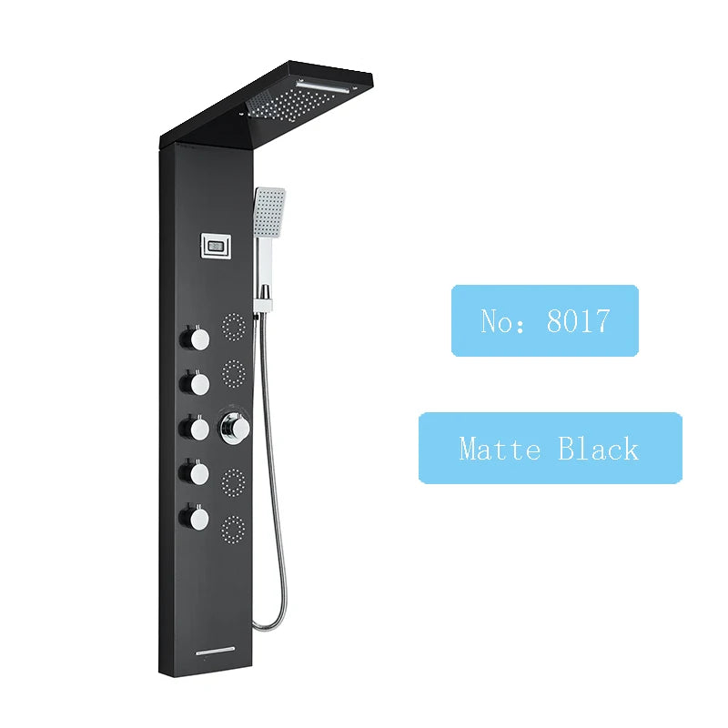 Shinesia LED Rain Shower Panel Spa Massage Jet Faucet System