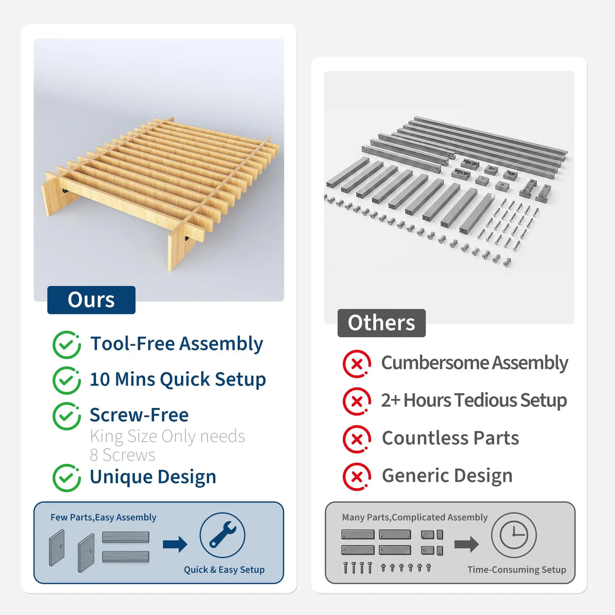 HiMISS Durable Wood Platform Bed Frame With Storage Space