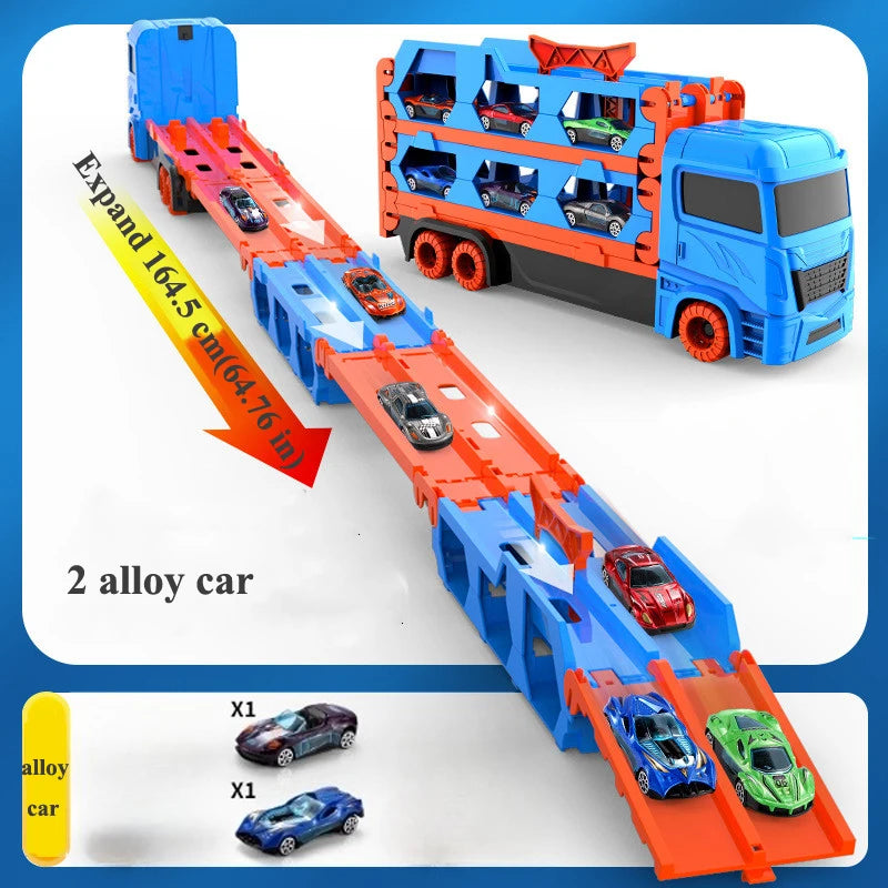 DSUE Folding Car Transporter Truck With Racing Track And Cars