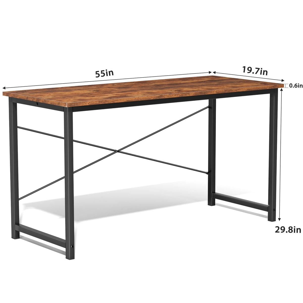 JHK Modern Computer Desk With Metal Frame And Wood Top