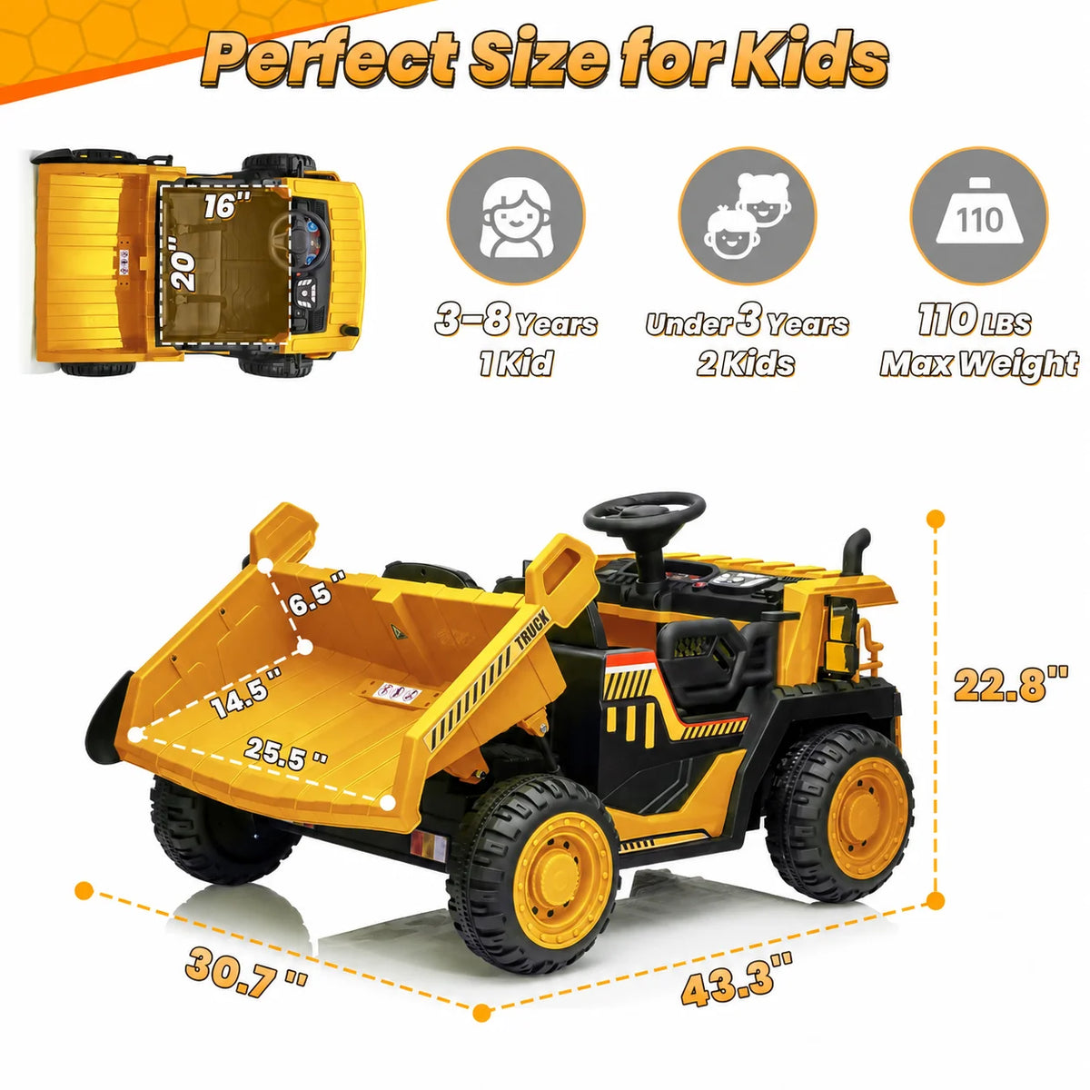 JOYRACER 24V Electric Ride On Dump Truck With Remote Control