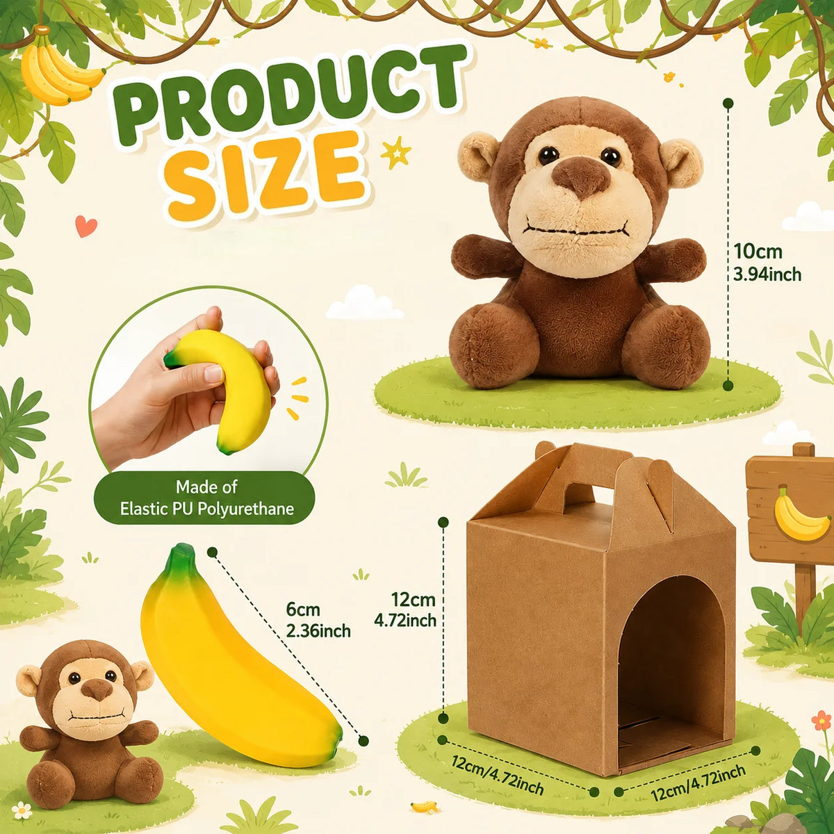 Soft Monkey Stuffed Animal Plush Toy For Birthday Parties