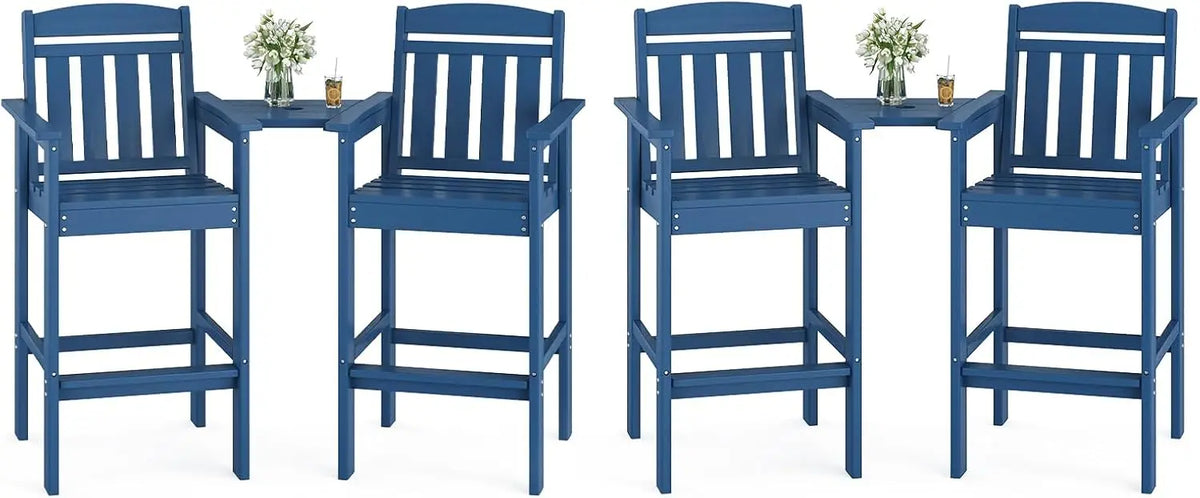 Farini Set Of Two HDPE Adirondack Bar Stools With Tray