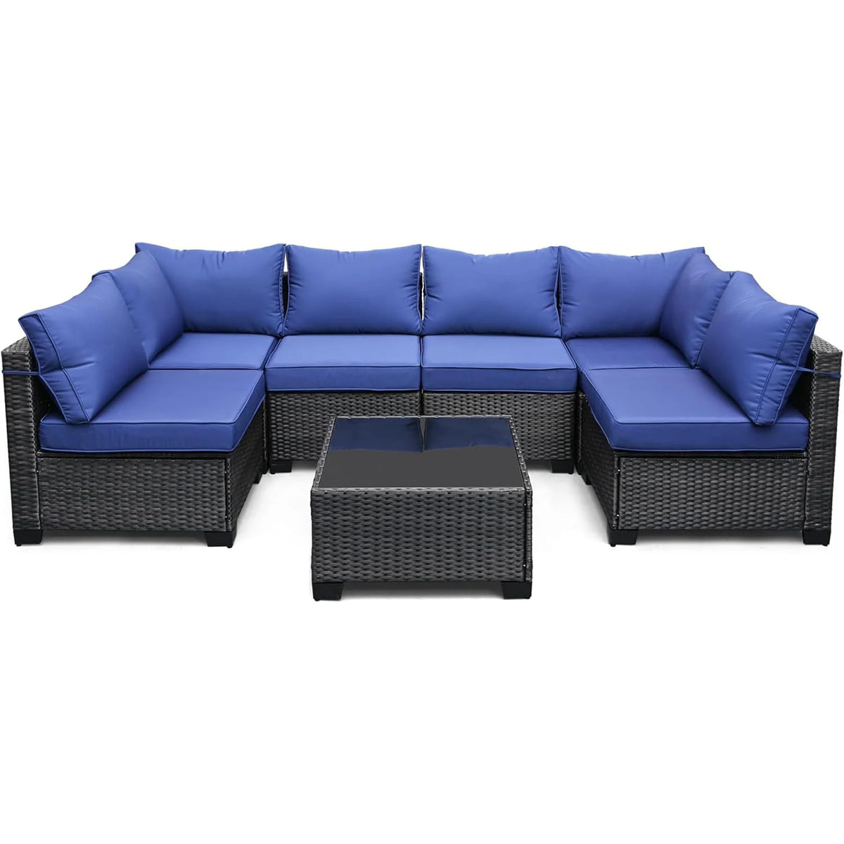 HiMISS Modular PE Rattan Outdoor Sectional Sofa Conversation Set