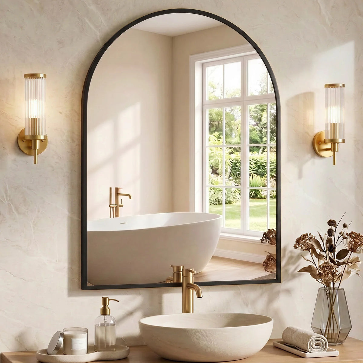 MCQ Arched Wall Mounted Bathroom Mirror With Aluminum Frame