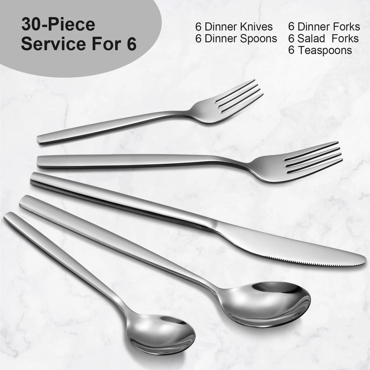 HiMISS 316L Stainless Steel Flatware Set for Home and Dining