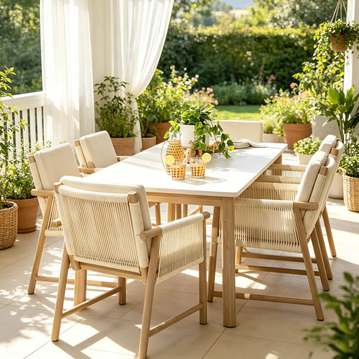 Outdoor Wooden Table And Chair Set For Courtyards And Balconies