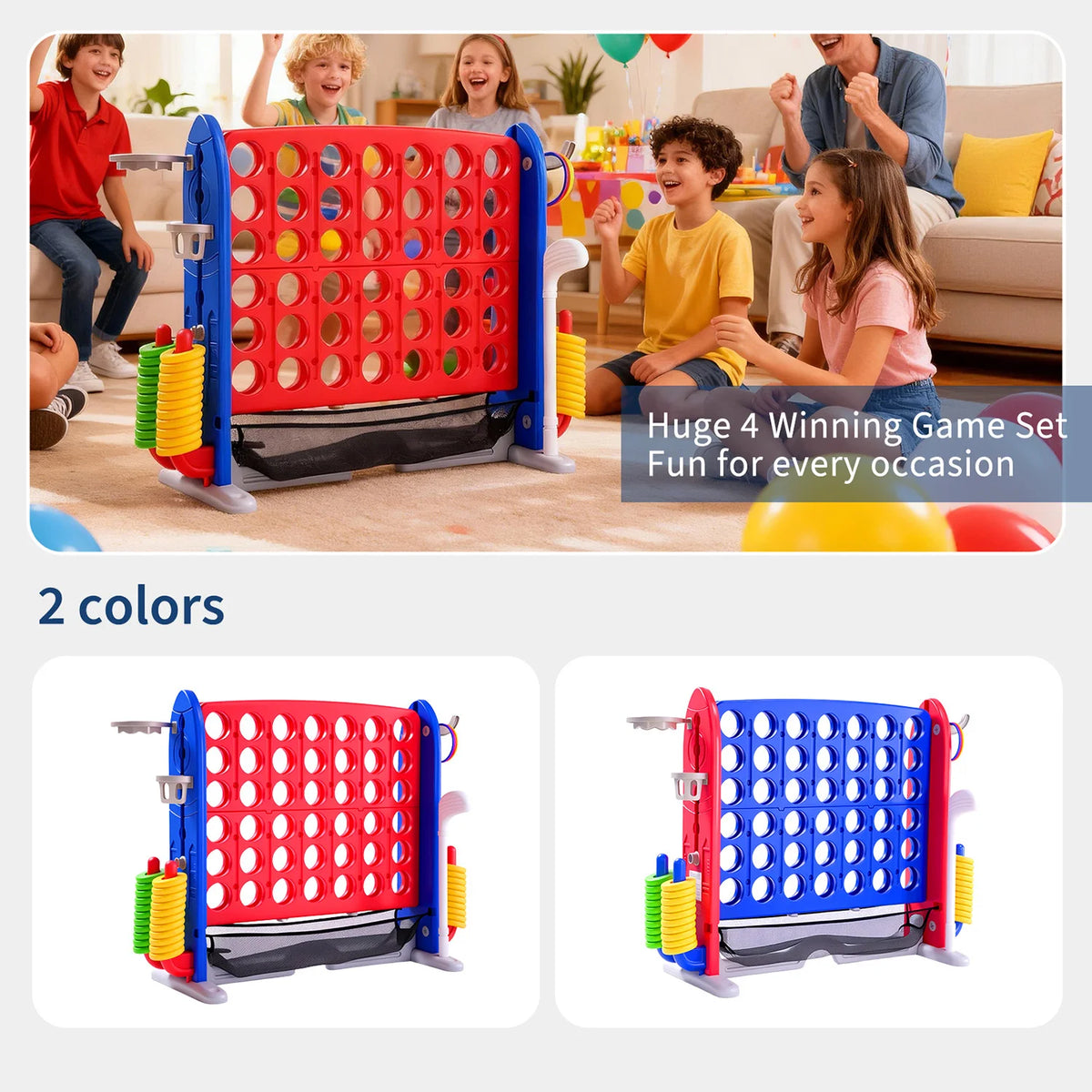 Giant Connect Four Outdoor Game Set Basketball And Ring Toss