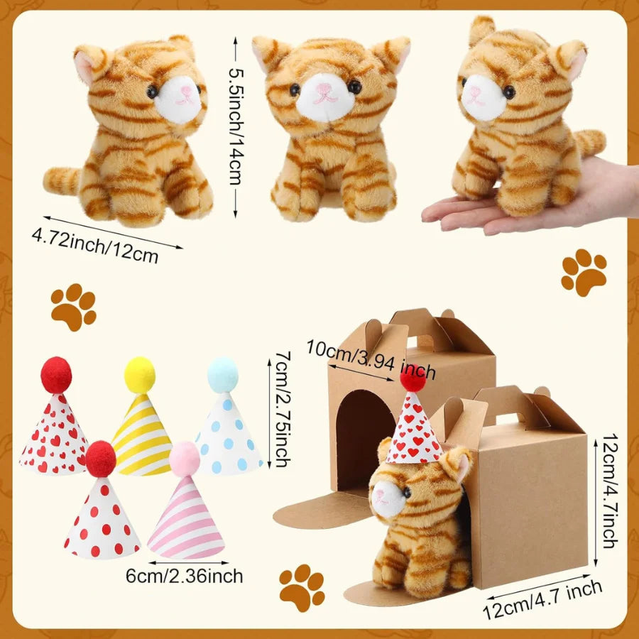 Adopt A Cat Mini Plush Favors With Hat Birthday Set