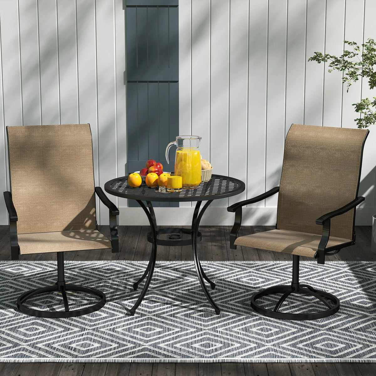Outsunny Swivel Patio Dining Chairs With High Back Support
