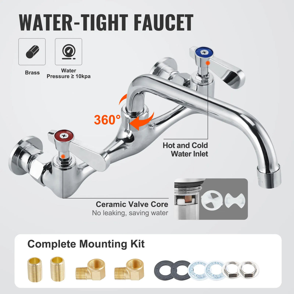 SucceBuy Stainless Steel Commercial Single Bowl Utility Sink With Faucet