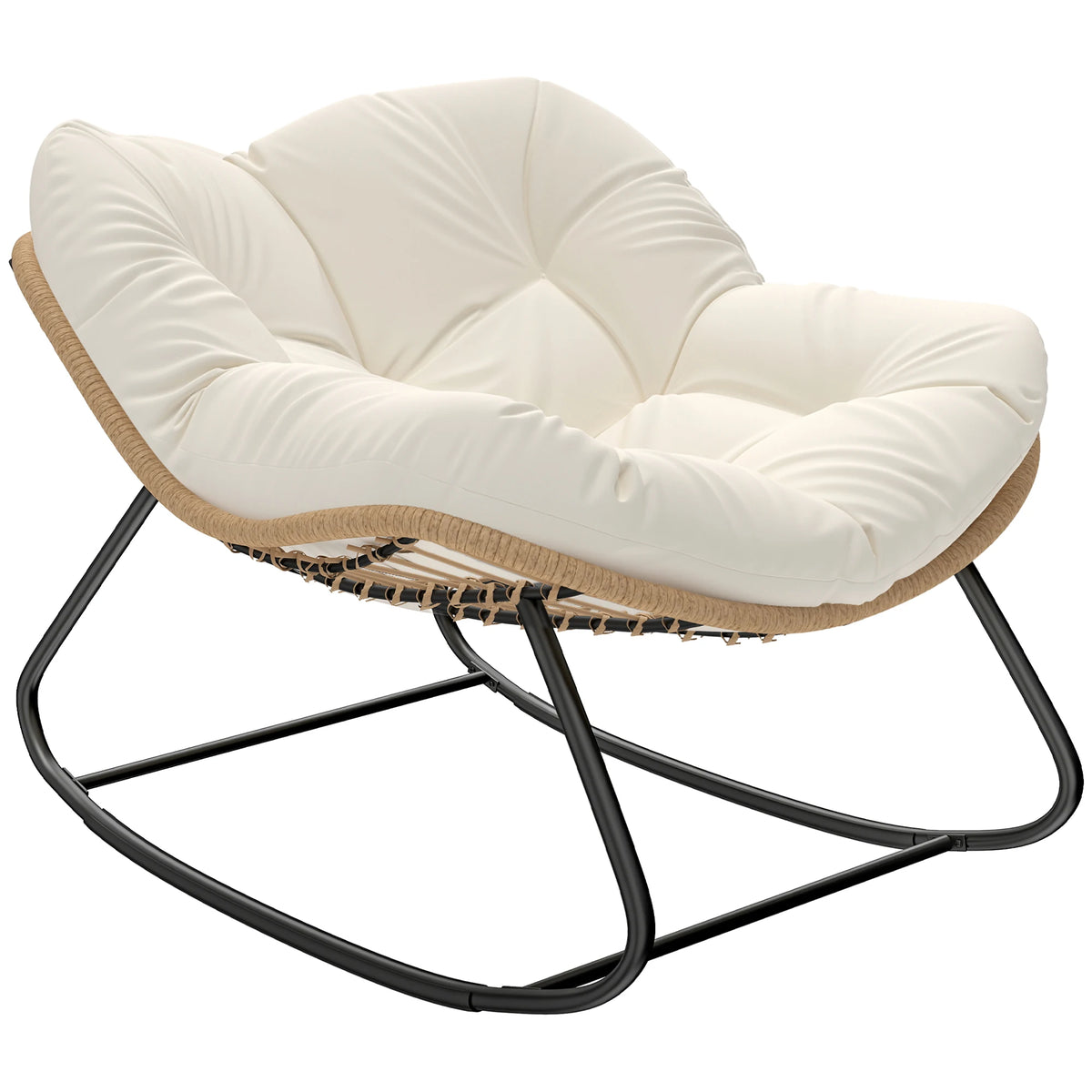 Outsunny Papasan Rocking Chair For Indoor And Outdoor Comfort