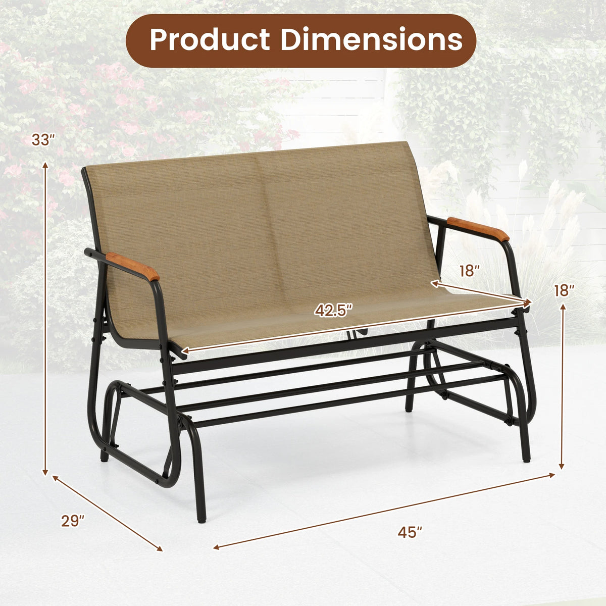 LIFEZEAL Outdoor Swing Glider Bench For Porch Relaxation