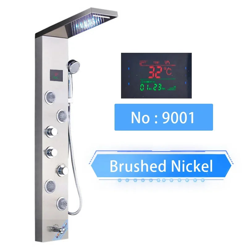 Shinesia LED Shower Panel With Digital Display Spa Massage Jets
