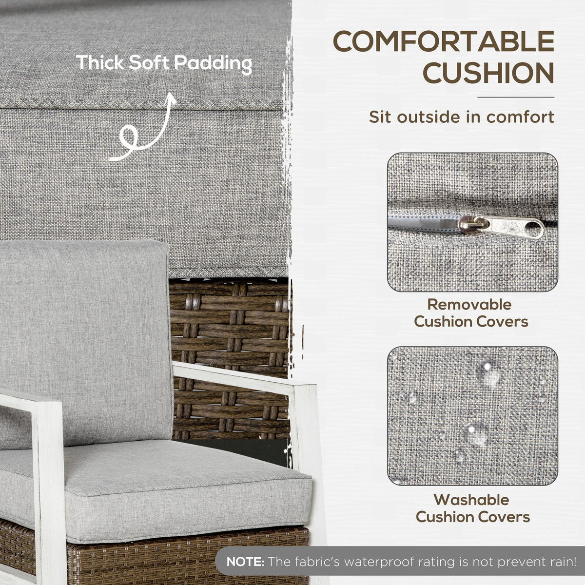 Outsunny 5 Piece Outdoor Wicker Furniture Set Table And Chairs