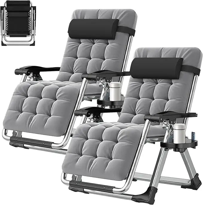 XIUWO Zero Gravity Reclining Outdoor Lounge Chairs With Cup Holders