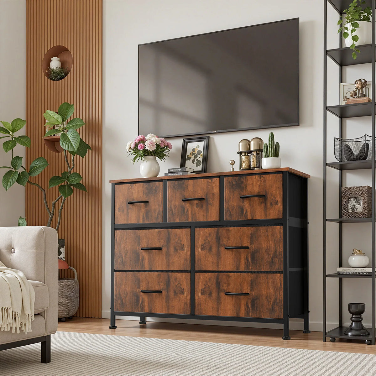 JHK Modern 7 Drawer Fabric Storage Dresser Organizer Cabinet