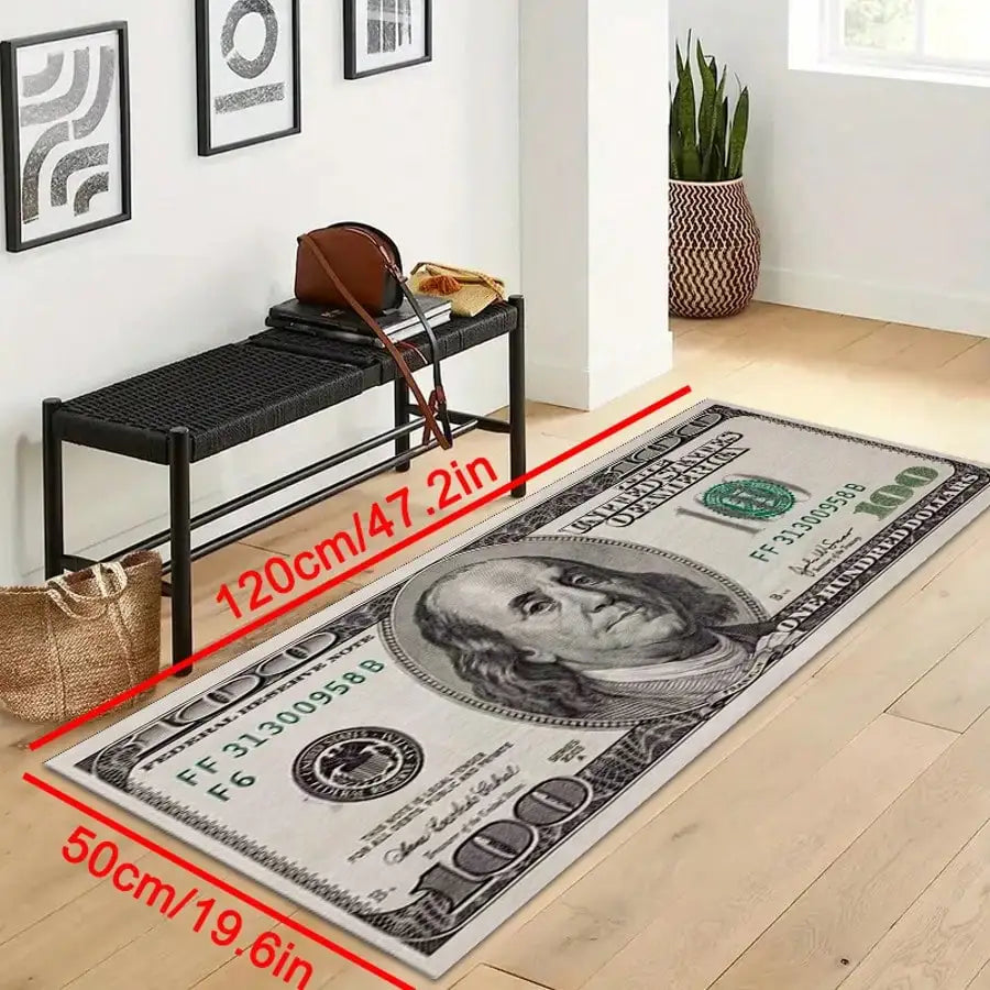 Dollar Bill Portrait Pattern Decorative Nylon Area Rug for Home
