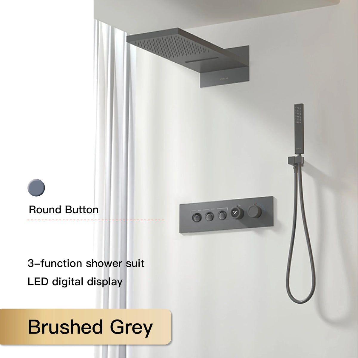 Aitana Wall Mounted Brass Multi Function Shower System