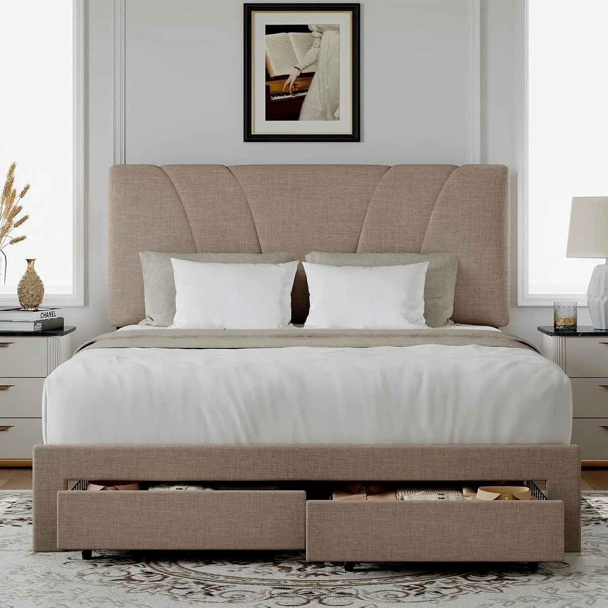 Novilla Bed Frame With Headboard And Two Storage Drawers