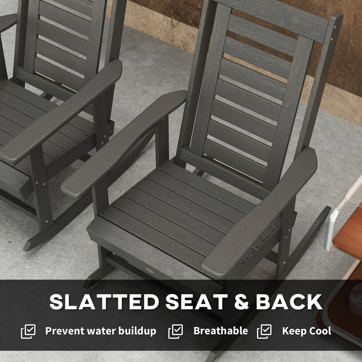 Outsunny High Back HDPE Outdoor Rocking Chairs for Patio Comfort