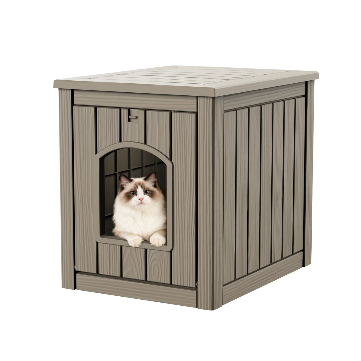 Resin Cat House End Table Waterproof Indoor Outdoor Pet Kennel