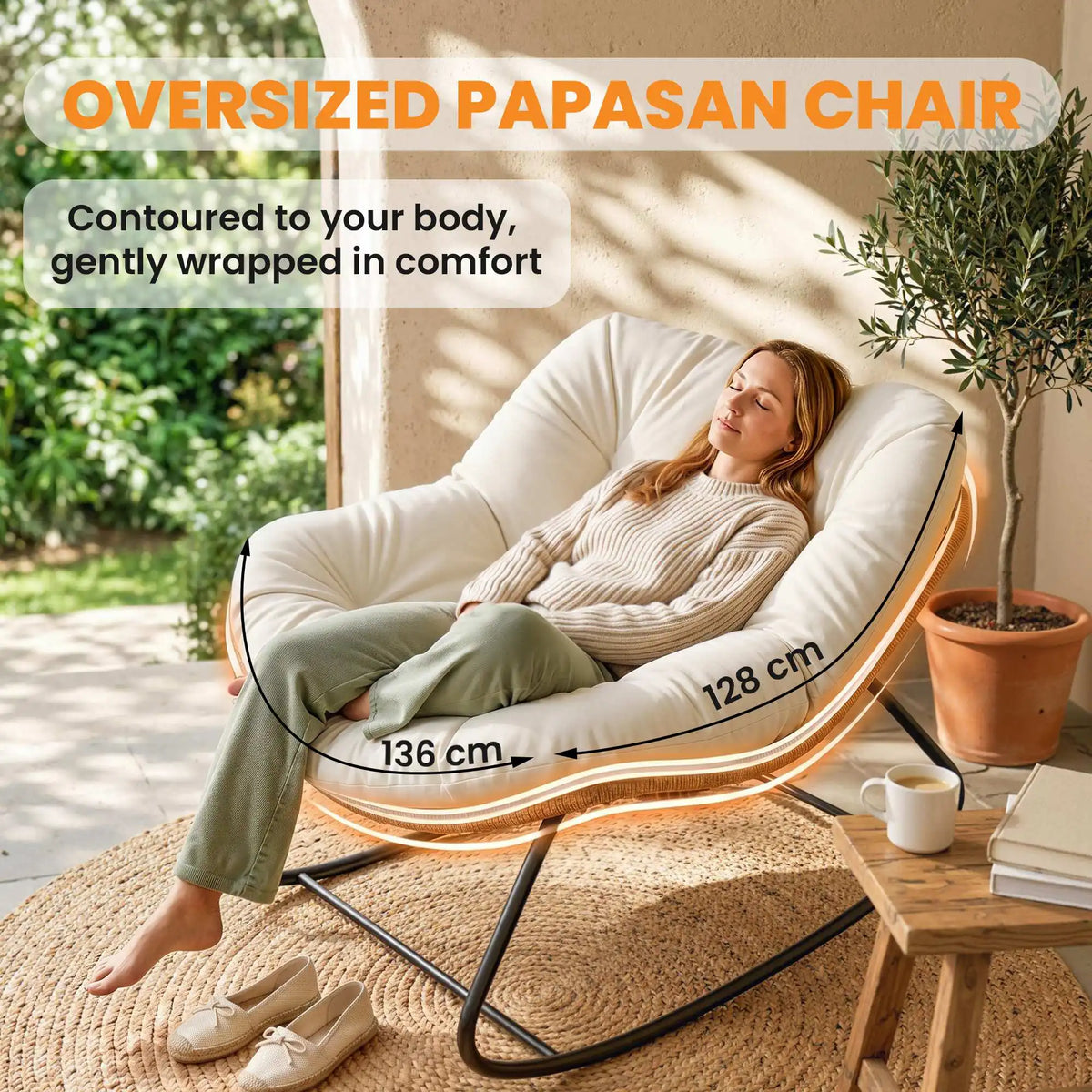 Outsunny Papasan Rocking Chair For Indoor And Outdoor Comfort