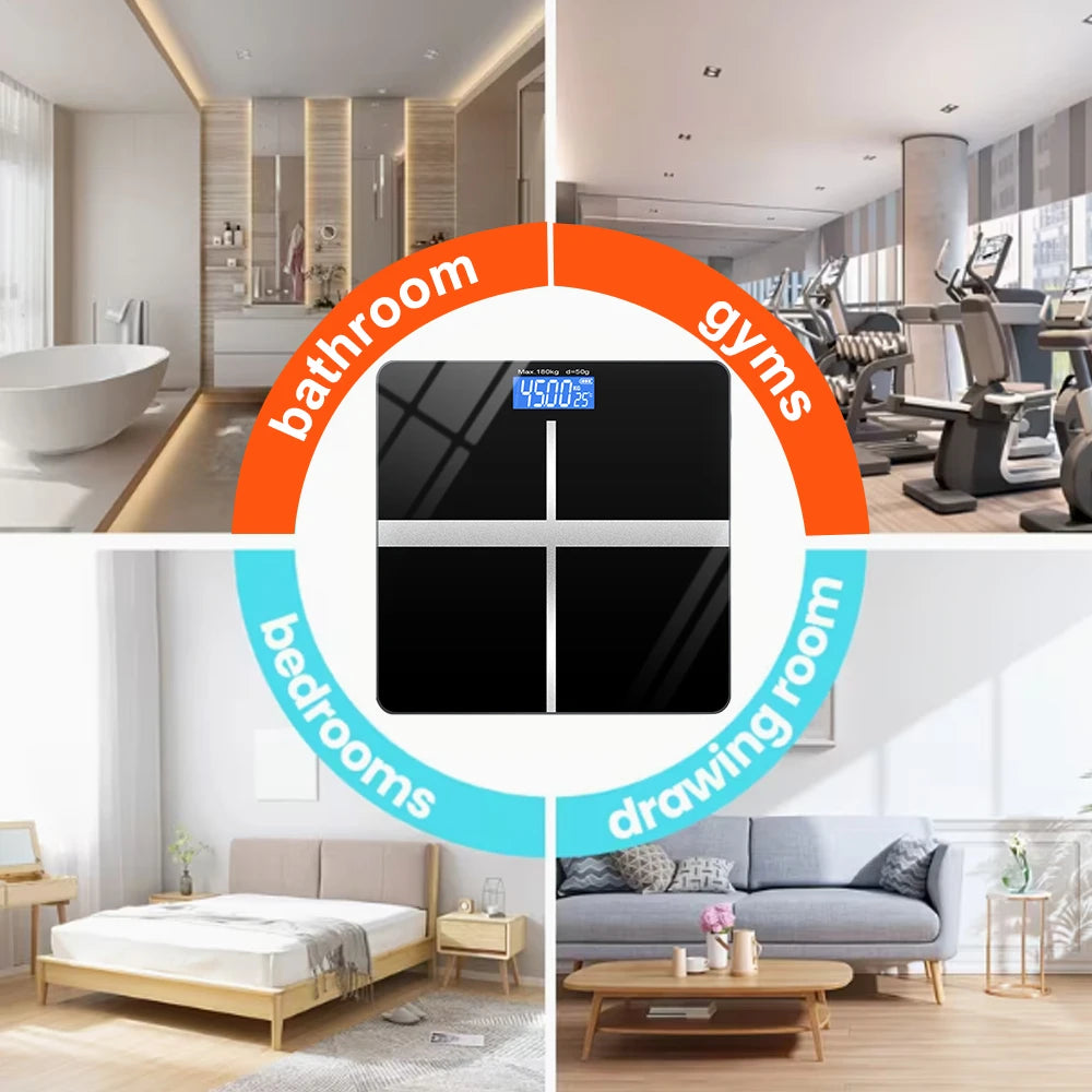 ZNLYRION Digital Bathroom Scale With LCD Display And Tempered Glass Platform