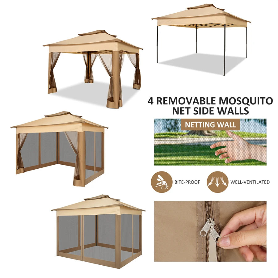 Tooluck One Push Pop Up Gazebo Canopy With Mosquito Netting
