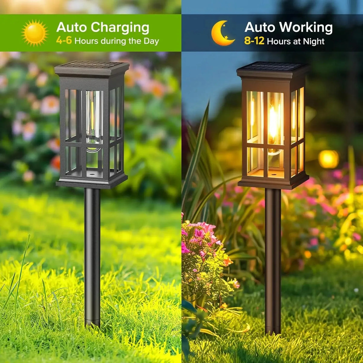 Solar Outdoor Pathway Lights Waterproof LED Landscape Garden Walkway Lighting