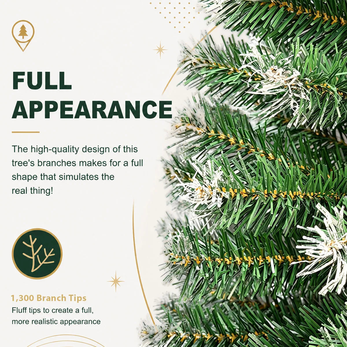Snow Flocked Unlit Artificial Christmas Tree With Foldable Metal Base